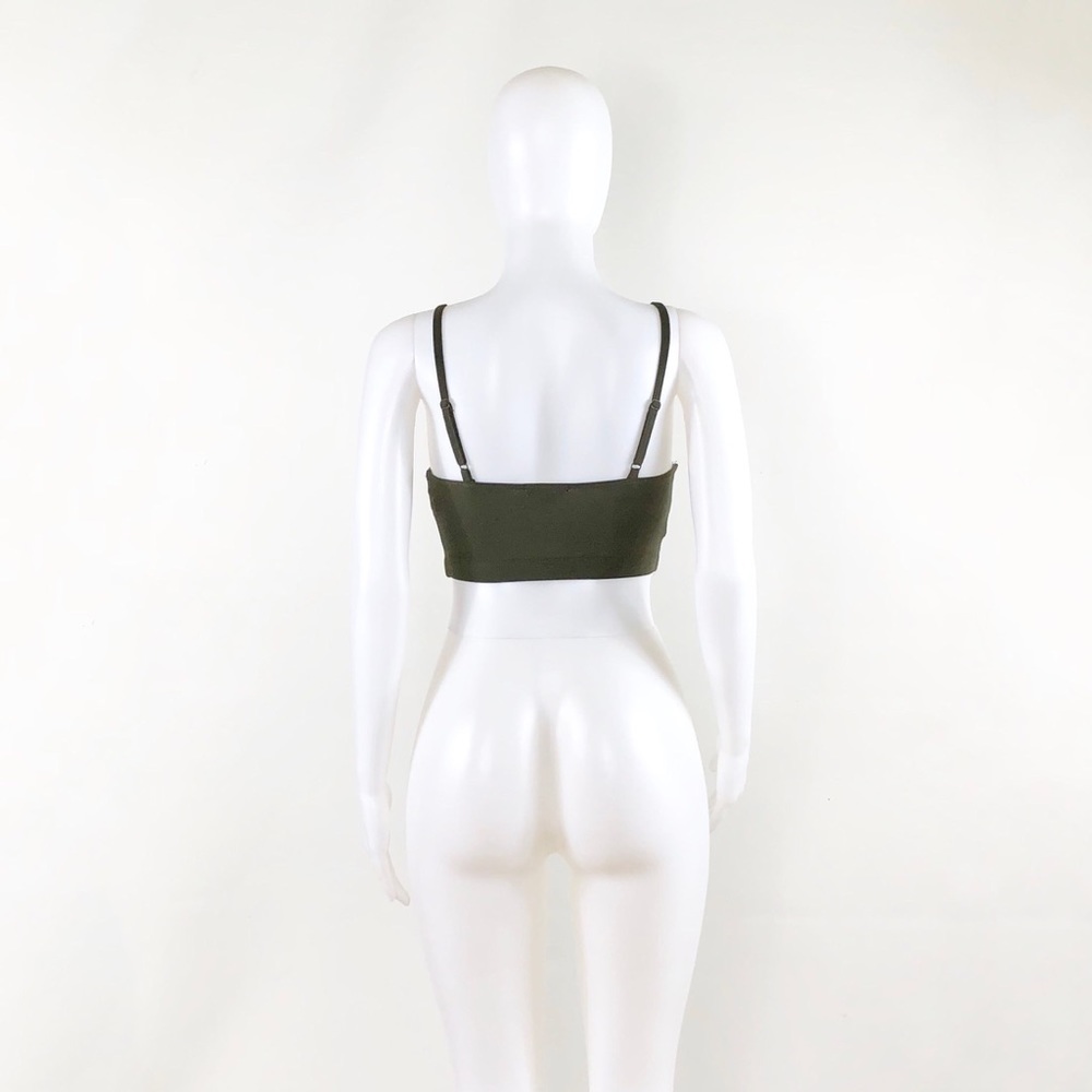 LAST ONE NWOT Olive Strappy Criss Cross Caged Bra Crop Top - Picture 6 of 7